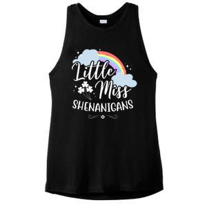 Little Miss Shenanigans St Patrick's Day Rainbow Ladies PosiCharge Tri-Blend Wicking Tank