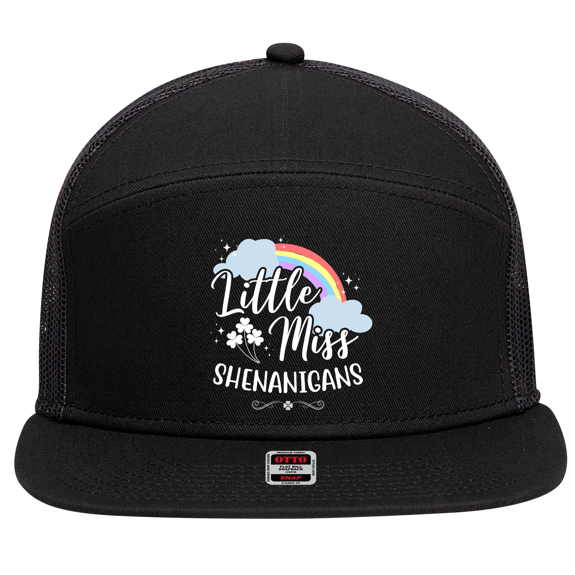 Little Miss Shenanigans St Patrick's Day Rainbow 7 Panel Mesh Trucker Snapback Hat