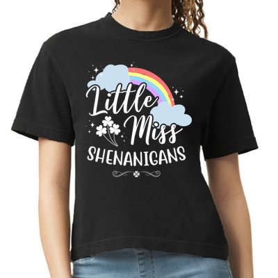 Little Miss Shenanigans St Patrick's Day Rainbow Comfort Colors Boxy T-Shirt