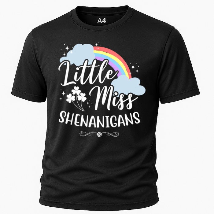 Little Miss Shenanigans St Patrick's Day Rainbow Cooling Performance Crew T-Shirt