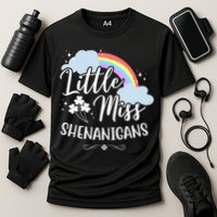 Little Miss Shenanigans St Patrick's Day Rainbow Cooling Performance Crew T-Shirt