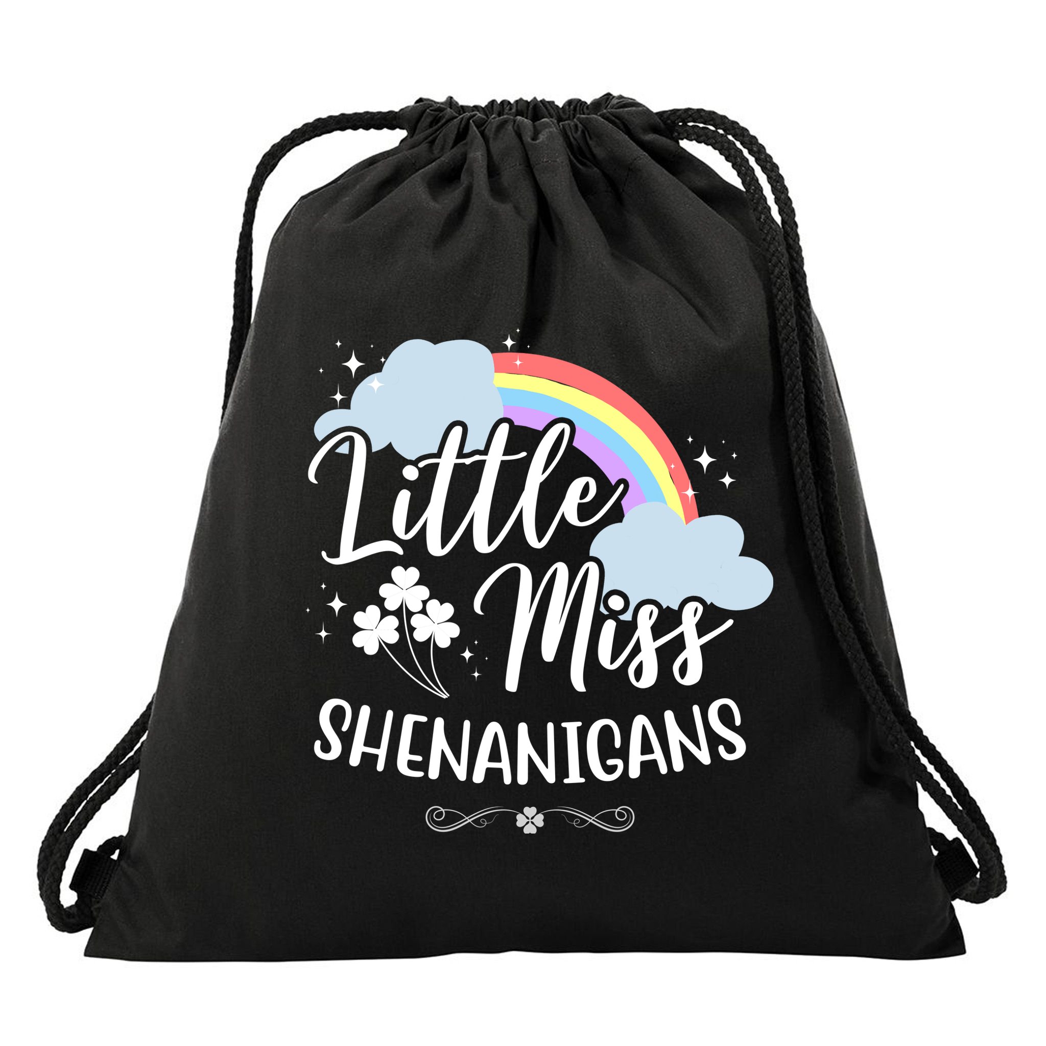 Little Miss Shenanigans St Patrick's Day Rainbow Drawstring Bag