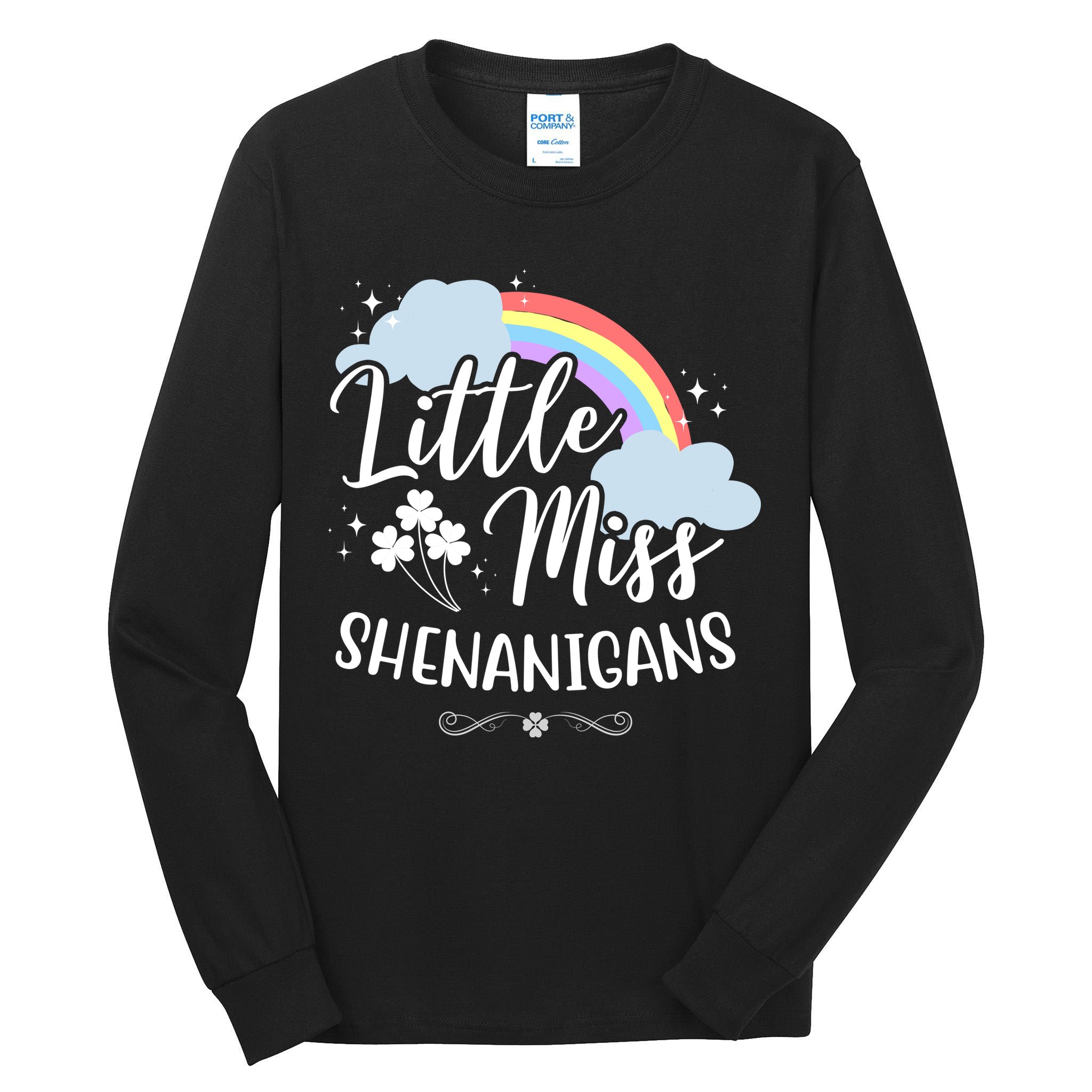 Little Miss Shenanigans St Patrick's Day Rainbow Tall Long Sleeve T-Shirt