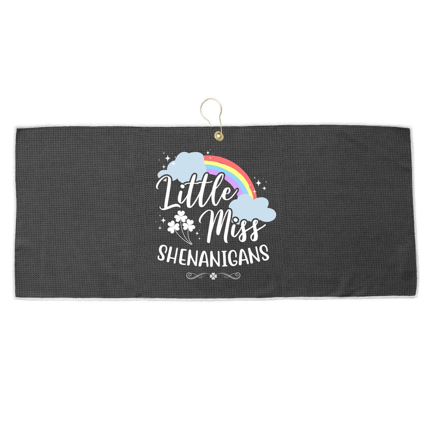Little Miss Shenanigans St Patrick's Day Rainbow Large Microfiber Waffle Golf Towel