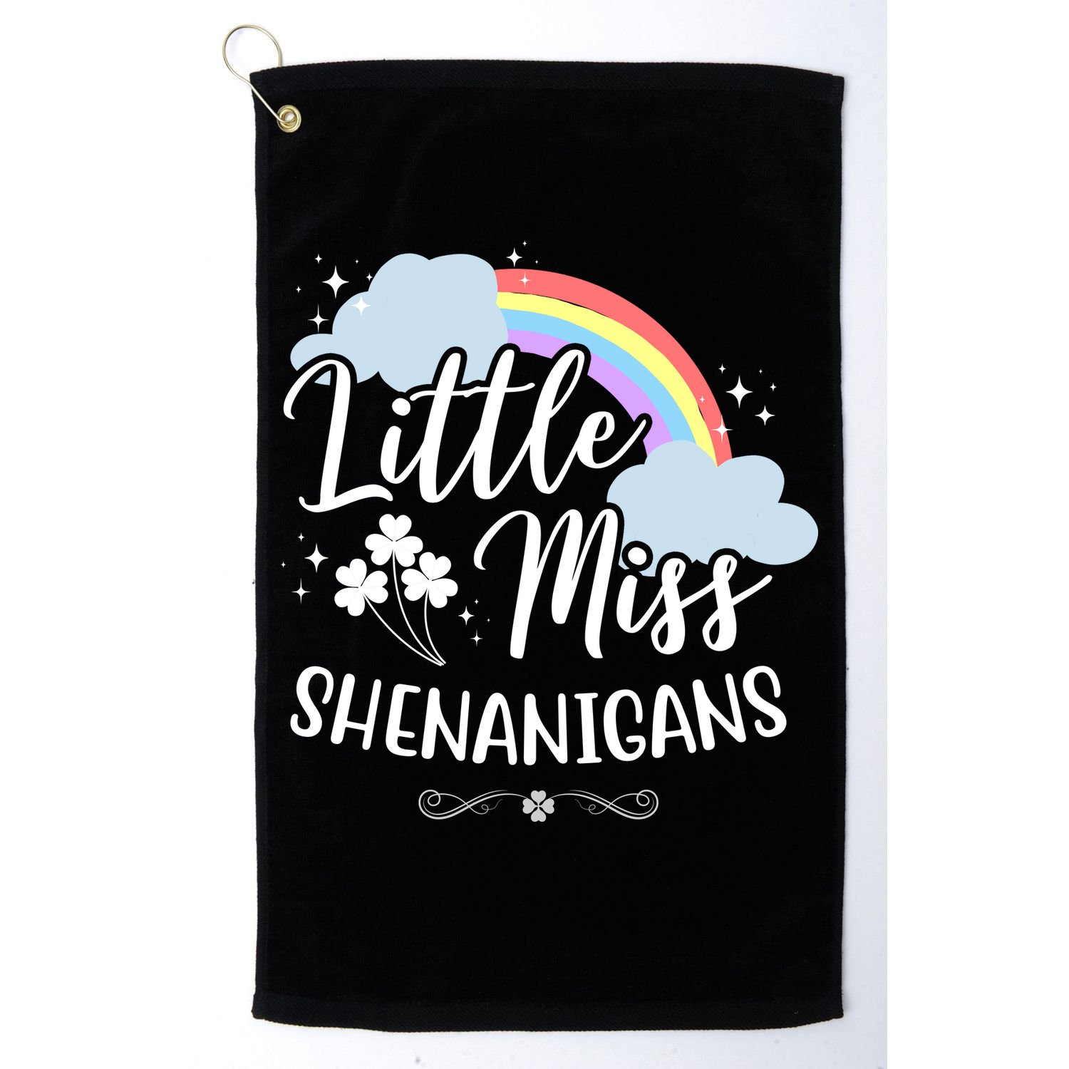 Little Miss Shenanigans St Patrick's Day Rainbow Golf Towel