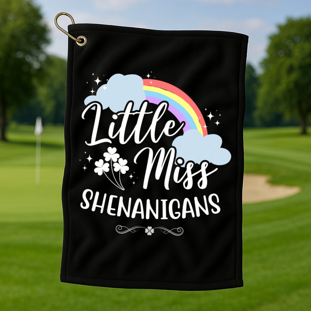 Little Miss Shenanigans St Patrick's Day Rainbow Golf Towel