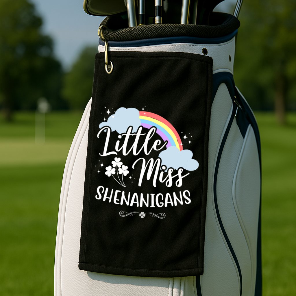 Little Miss Shenanigans St Patrick's Day Rainbow Golf Towel