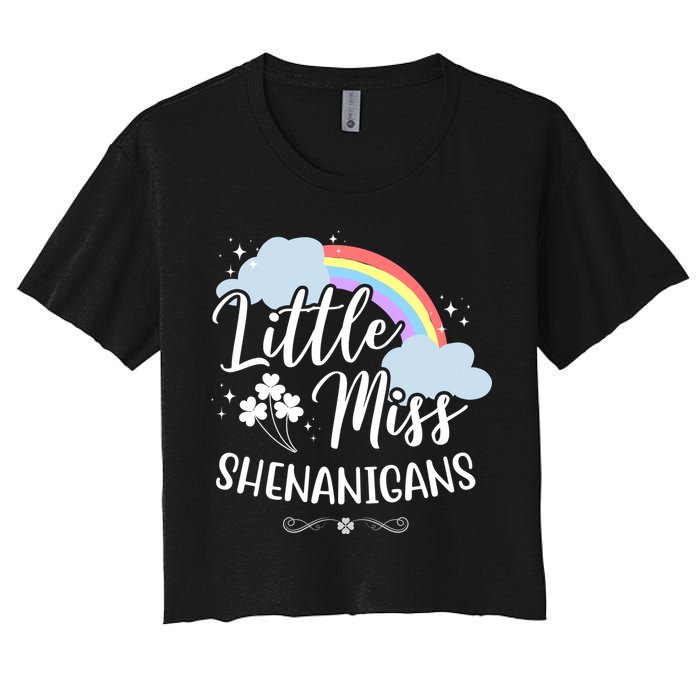 Little Miss Shenanigans St Patrick's Day Rainbow Women's Crop Top Tee