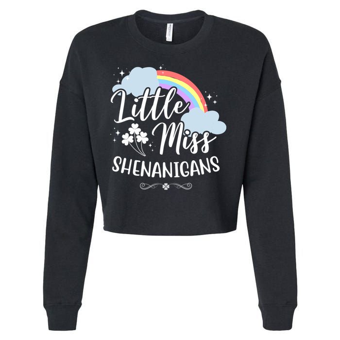 Little Miss Shenanigans St Patrick's Day Rainbow Cropped Pullover Crew