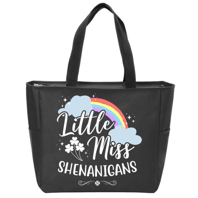 Little Miss Shenanigans St Patrick's Day Rainbow Zip Tote Bag