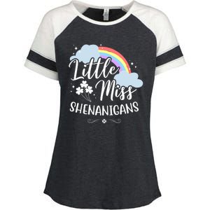 Little Miss Shenanigans St Patrick's Day Rainbow Enza Ladies Jersey Colorblock Tee