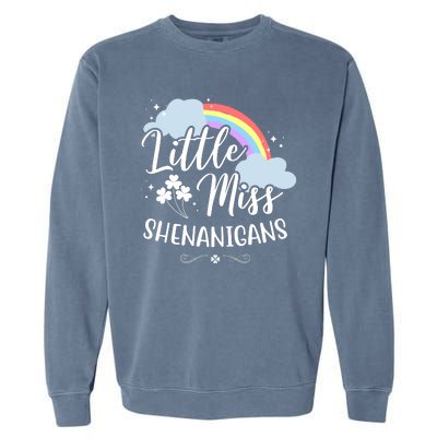 Little Miss Shenanigans St Patrick's Day Rainbow Garment-Dyed Sweatshirt