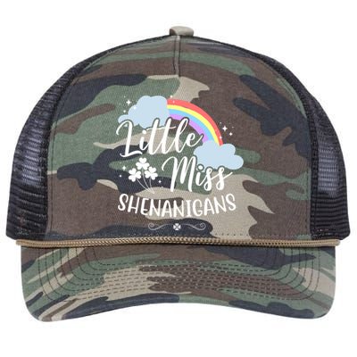 Little Miss Shenanigans St Patrick's Day Rainbow Retro Rope Trucker Hat Cap