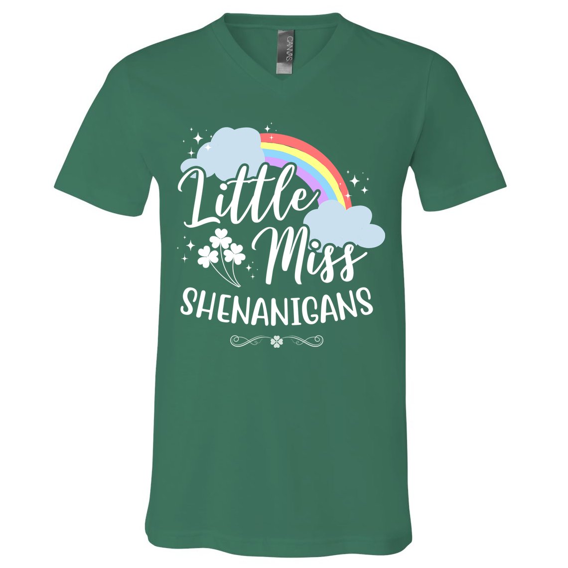 Little Miss Shenanigans St Patrick's Day Rainbow V-Neck T-Shirt