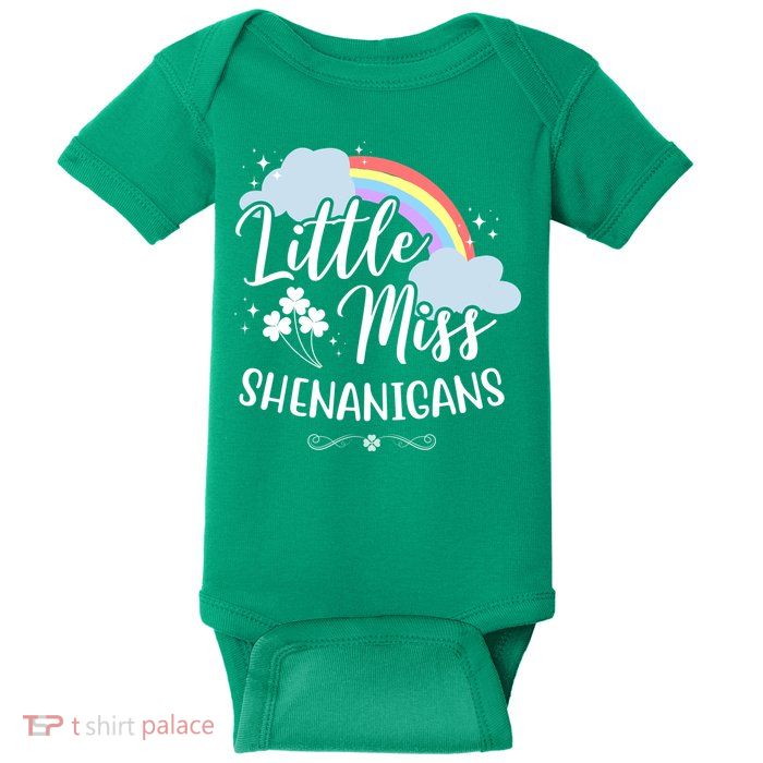 Little Miss Shenanigans St Patrick's Day Rainbow Baby Bodysuit