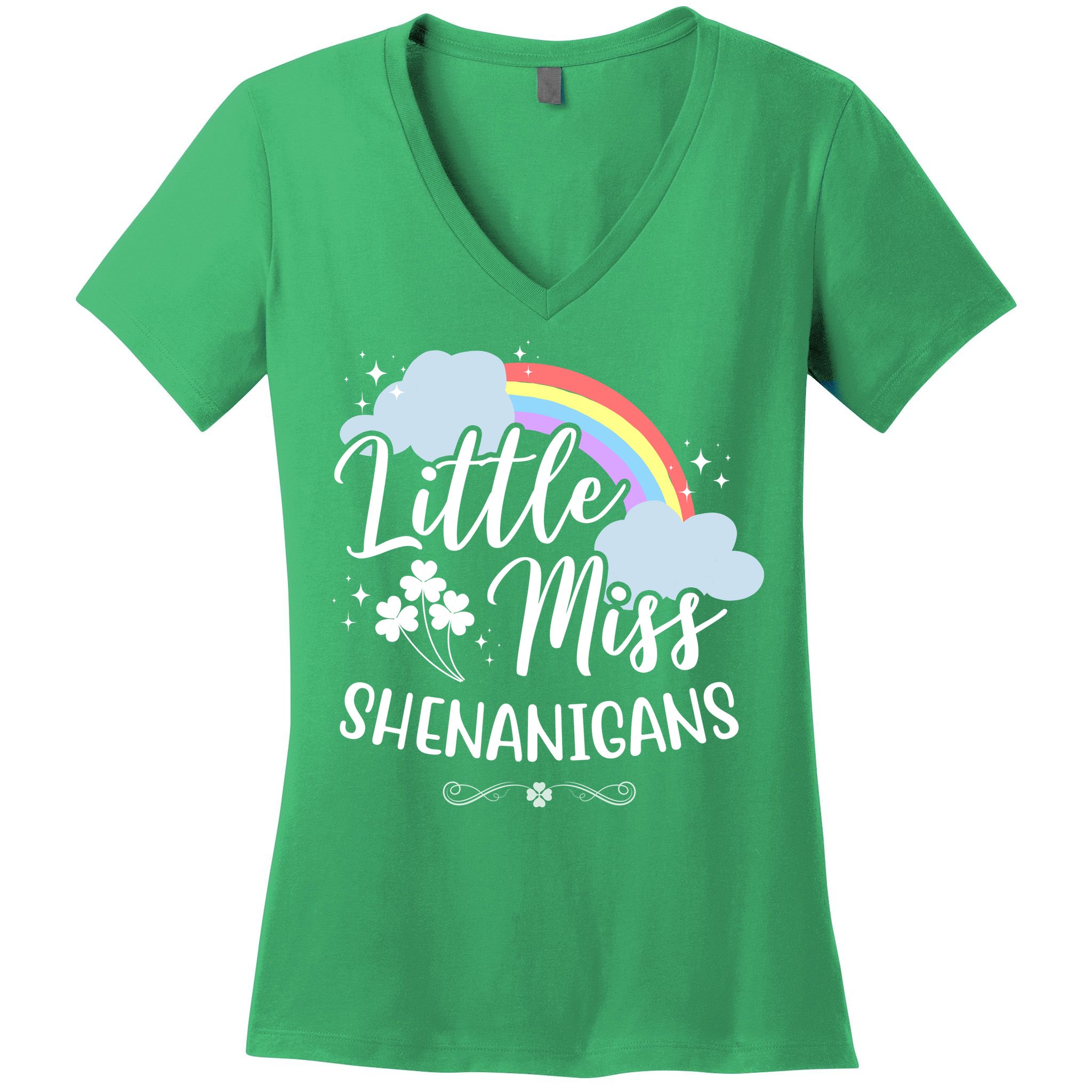 Little Miss Shenanigans St Patrick's Day Rainbow Women's V-Neck T-Shirt