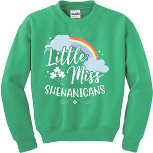 Little Miss Shenanigans St Patrick's Day Rainbow Kids Sweatshirt