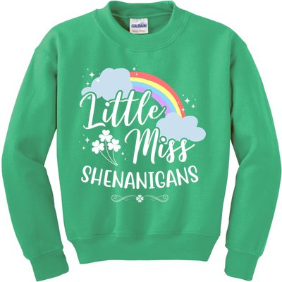 Little Miss Shenanigans St Patrick's Day Rainbow Kids Sweatshirt