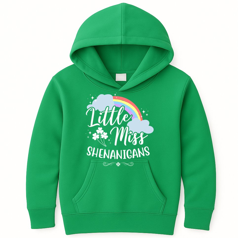 Little Miss Shenanigans St Patrick's Day Rainbow Kids Hoodie
