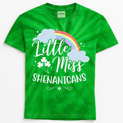 Little Miss Shenanigans St Patrick's Day Rainbow Kids Tie-Dye T-Shirt