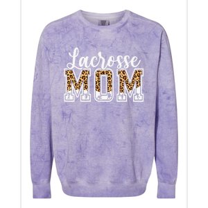 Lacrosse Mom Sport Lover Leopard Game Day Mothers Day Colorblast Crewneck Sweatshirt