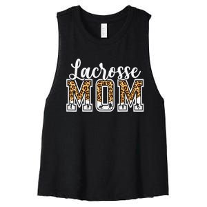 Lacrosse Mom Sport Lover Leopard Game Day Mothers Day Women's Racerback Cropped Tank