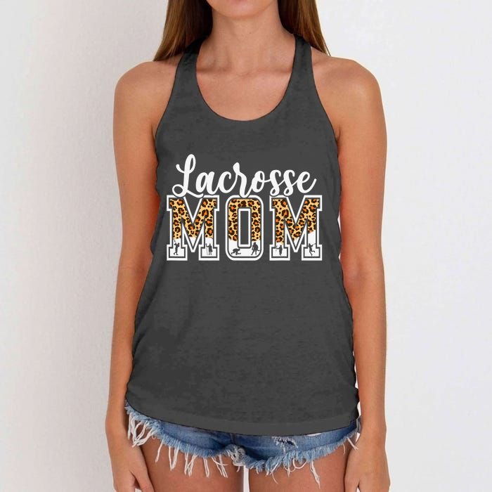 Lacrosse Mom Sport Lover Leopard Game Day Mothers Day Women's Knotted Racerback Tank