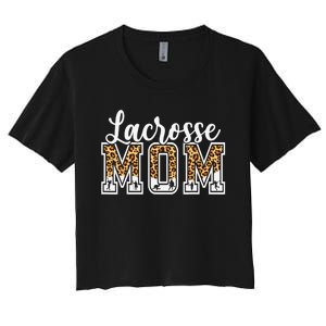 Lacrosse Mom Sport Lover Leopard Game Day Mothers Day Women's Crop Top Tee