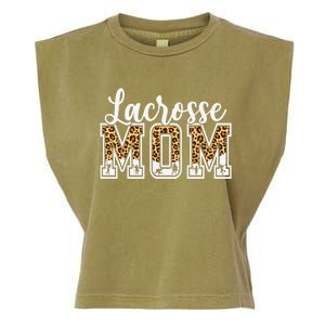 Lacrosse Mom Sport Lover Leopard Game Day Mothers Day Garment-Dyed Women's Muscle Tee