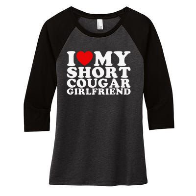 Love My Short Cougar Girlfriend I Heart My Cougar Gf Women's Tri-Blend 3/4-Sleeve Raglan Shirt