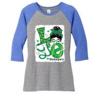 Love Med Surg Nurse Life Bleached Messy Bun Irish Nurse Great Gift Women's Tri-Blend 3/4-Sleeve Raglan Shirt