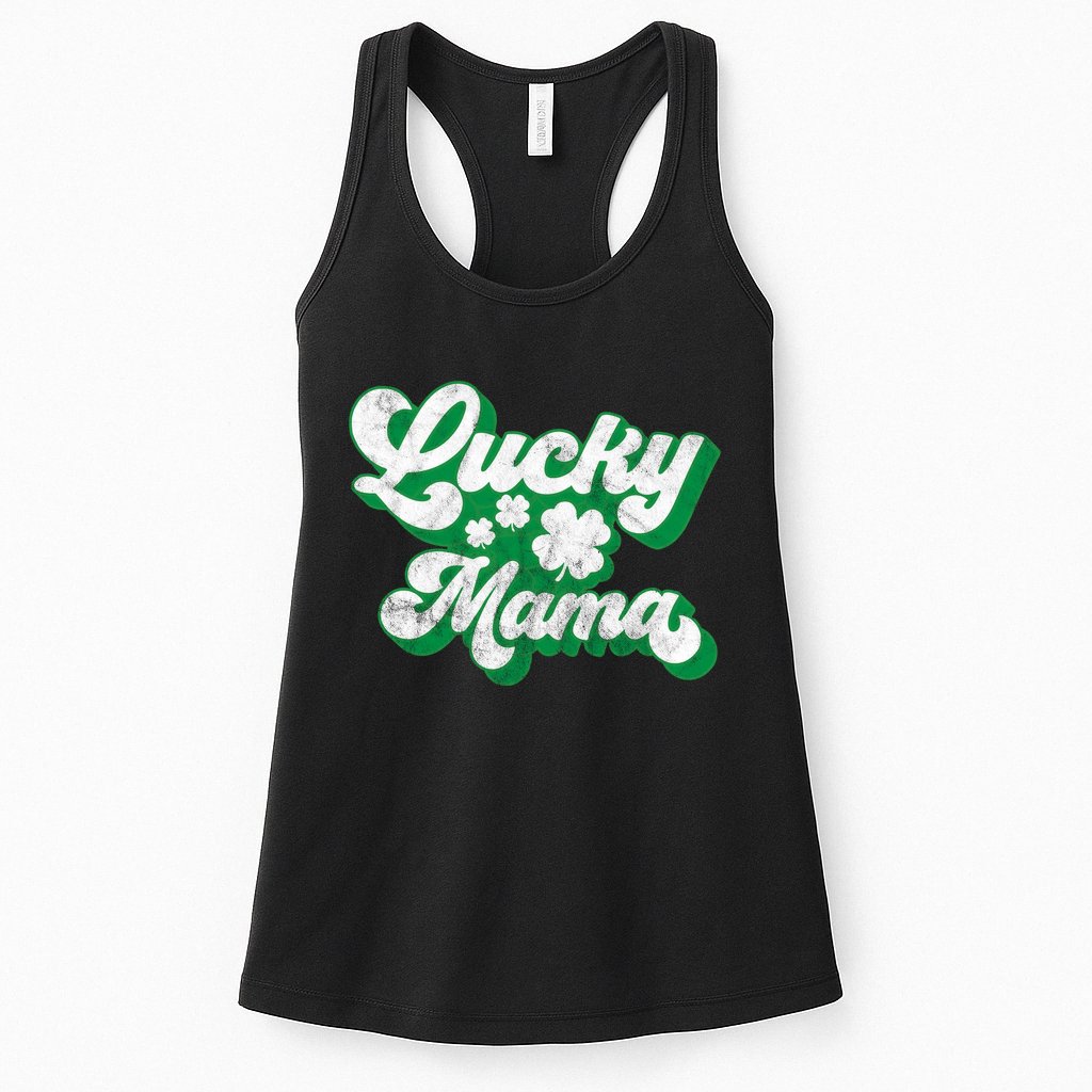 Lucky Mama St Patricks Day Gift Vintage Womens Tank Top