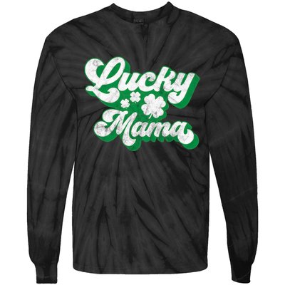 Lucky Mama St Patricks Day Gift Vintage Tie-Dye Long Sleeve Shirt
