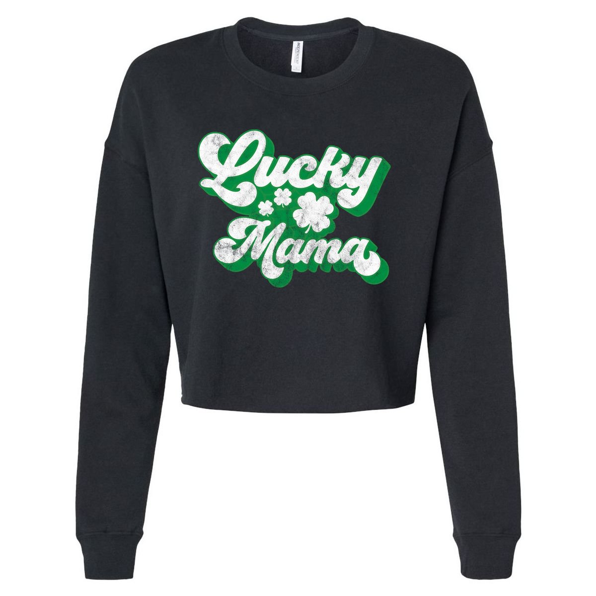 Lucky Mama St Patricks Day Gift Vintage Cropped Pullover Crew