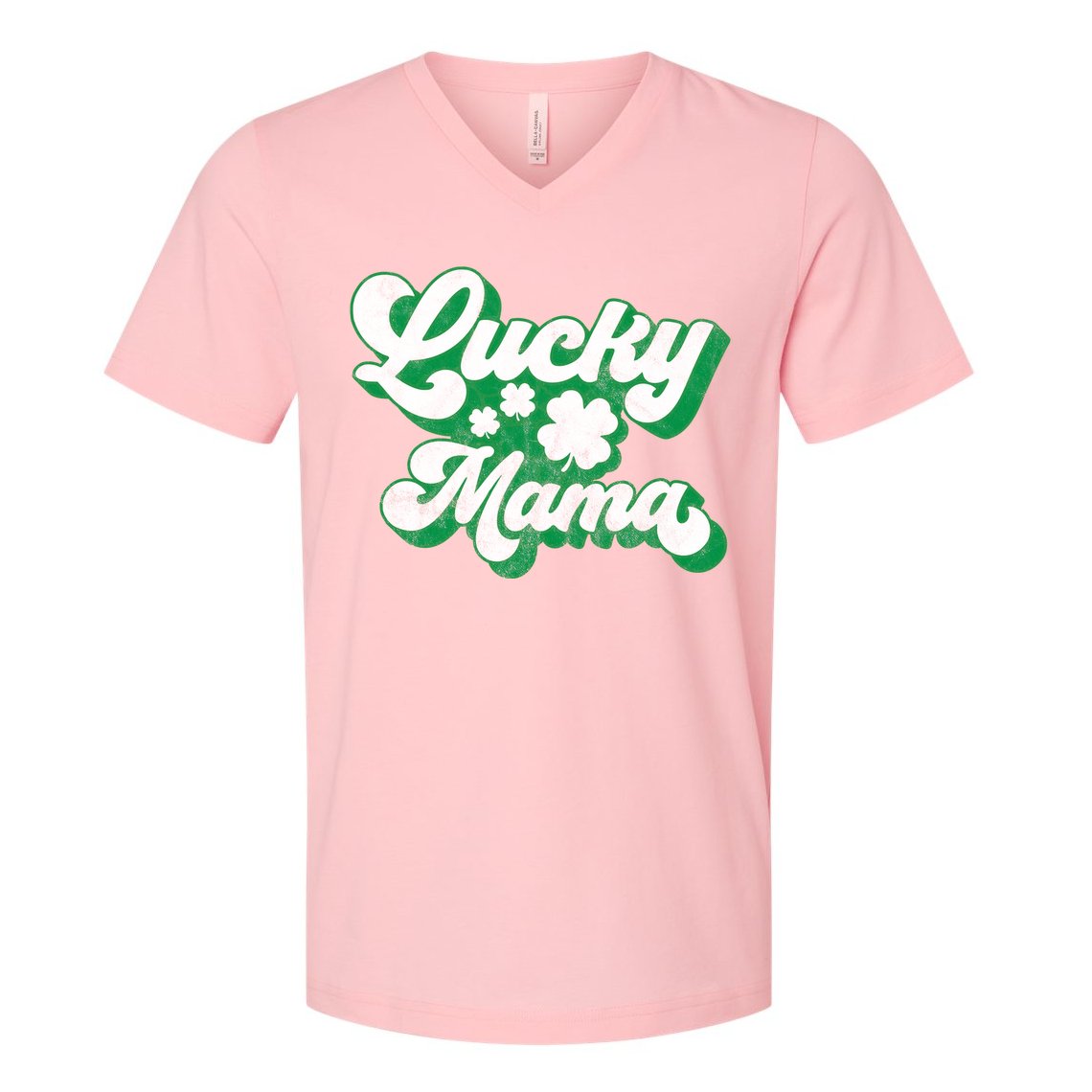 Lucky Mama St Patricks Day Gift Vintage V-Neck T-Shirt