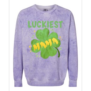 Luckiest Mama St Patricks Day Shamrock Mom Mother Gift Colorblast Crewneck Sweatshirt