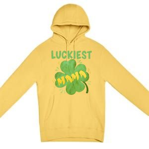 Luckiest Mama St Patricks Day Shamrock Mom Mother Gift Premium Pullover Hoodie