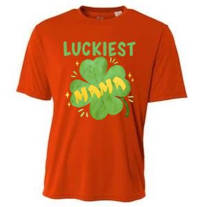 Luckiest Mama St Patricks Day Shamrock Mom Mother Gift Cooling Performance Crew T-Shirt