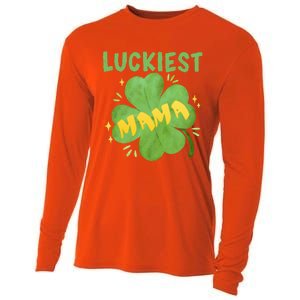 Luckiest Mama St Patricks Day Shamrock Mom Mother Gift Cooling Performance Long Sleeve Crew