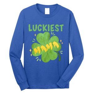 Luckiest Mama St Patricks Day Shamrock Mom Mother Gift Long Sleeve Shirt