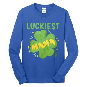 Luckiest Mama St Patricks Day Shamrock Mom Mother Gift Tall Long Sleeve T-Shirt