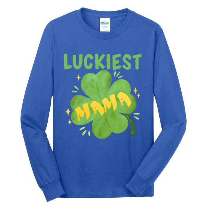 Luckiest Mama St Patricks Day Shamrock Mom Mother Gift Tall Long Sleeve T-Shirt