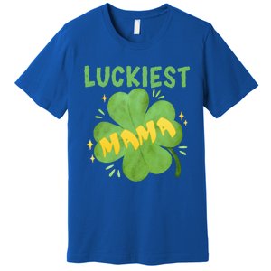 Luckiest Mama St Patricks Day Shamrock Mom Mother Gift Premium T-Shirt