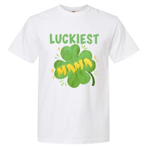 Luckiest Mama St Patricks Day Shamrock Mom Mother Gift Garment-Dyed Heavyweight T-Shirt