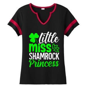 Little Miss Shamrock Princess St Patrick's Day Irish Girls Ladies Halftime Notch Neck Tee