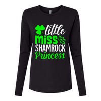 Little Miss Shamrock Princess St Patrick's Day Irish Girls Womens Cotton Relaxed Long Sleeve T-Shirt