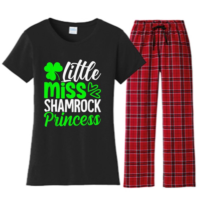 Little Miss Shamrock Princess St Patrick's Day Irish Girls Women's Flannel Pajama Set