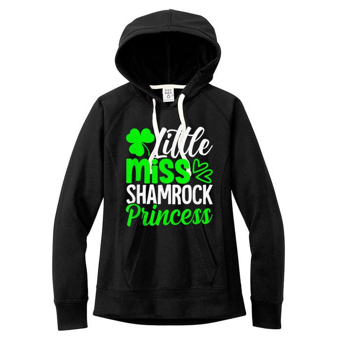 Little Miss Shamrock Princess St Patrick's Day Irish Girls Women's Fleece Hoodie