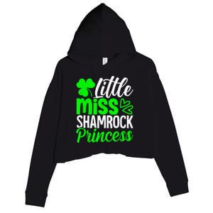 Little Miss Shamrock Princess St Patrick's Day Irish Girls Crop Fleece Hoodie