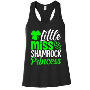 Little Miss Shamrock Princess St Patrick's Day Irish Girls Women's Racerback Tank